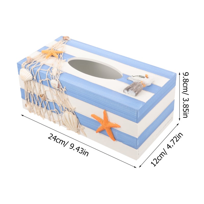 2pcs Wood Tissue Box Cover Holders Mediterranean Decorative Tissue Box Table Decoration - Image 2