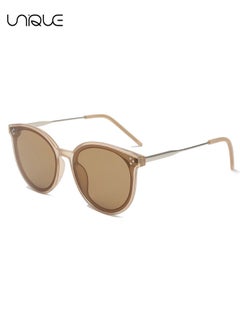 Unique Polarized Sun Glasses for Men and Women, Classic Round Sunglasses, UV Protection Retro Vintage Shades Large Plastic Frame Sunnies - Cold Brown  - Image 1