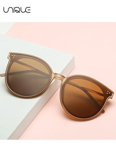 Unique Polarized Sun Glasses for Men and Women, Classic Round Sunglasses, UV Protection Retro Vintage Shades Large Plastic Frame Sunnies - Cold Brown  - Image 3