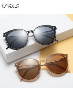 Unique Polarized Sun Glasses for Men and Women, Classic Round Sunglasses, UV Protection Retro Vintage Shades Large Plastic Frame Sunnies - Cold Brown  - Image 4