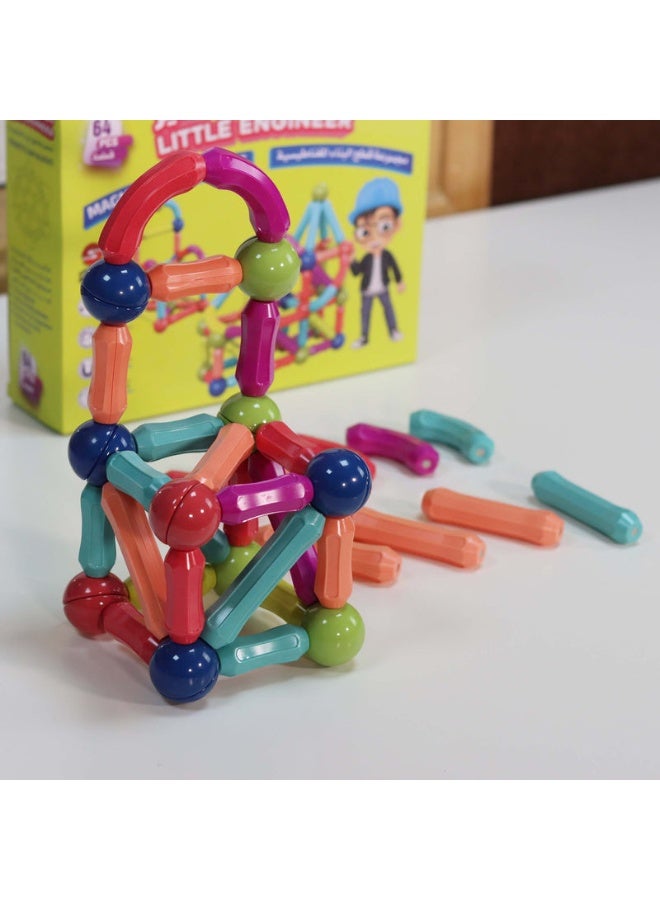 SUNDUS Little Engineer - 64 Magnetic Building Blocks Set | Creative STEM Toy for Kids | Educational 3D Construction Playset - Image 3