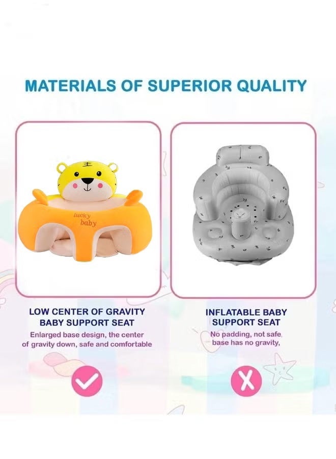 Berma Baby مقعد دعم الطفل، أريكة طفل كرتونية، مقعد تعليمي لطيف، كرسي جلوس ووقوف للأطفال، واقي رأس مسند الظهر، كرسي هزاز للأطفال، مقعد أرضي للأطفال، مناسب للأولاد والبنات (نمر) - Image 5