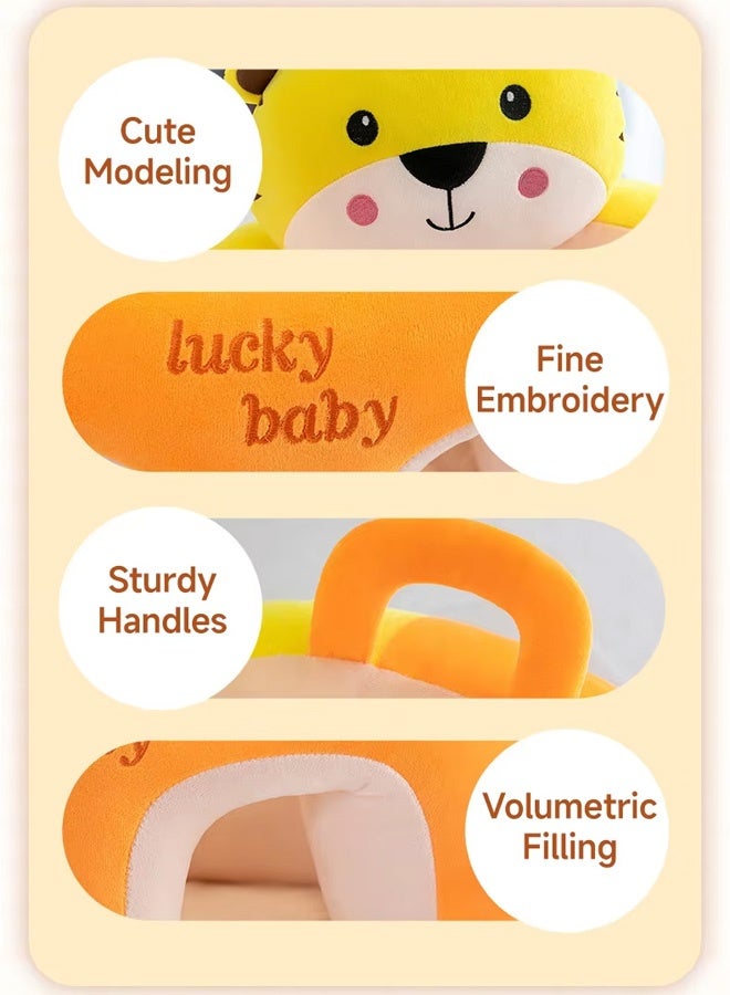 Berma Baby مقعد دعم الطفل، أريكة طفل كرتونية، مقعد تعليمي لطيف، كرسي جلوس ووقوف للأطفال، واقي رأس مسند الظهر، كرسي هزاز للأطفال، مقعد أرضي للأطفال، مناسب للأولاد والبنات (نمر) - Image 2