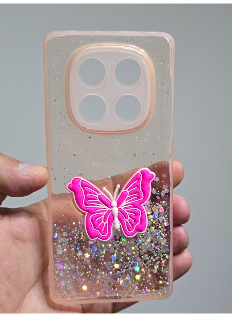 غطاء خلفي عليه فراشة متوافق مع هاتف شاومي ريدمي نوت 14 Pro Plus - Image 1