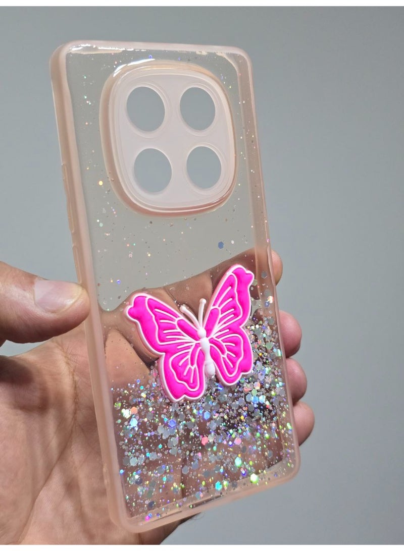 غطاء خلفي عليه فراشة متوافق مع هاتف شاومي ريدمي نوت 14 Pro Plus - Image 2