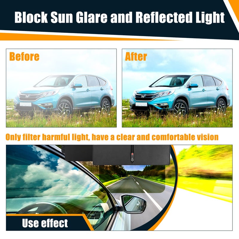 Veharvim Sun Visor Extender for Car (Polarized, Zipper Slider& Prevents Fingerprints, UV400, PC Lens), Visor Extender Attachment for Car Visor, Anti-Glare for Safe Driving (Passenger Side) - Image 2