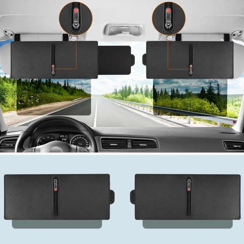 Veharvim Sun Visor Extender for Car (Polarized, Zipper Slider& Prevents Fingerprints, UV400, PC Lens), Visor Extender Attachment for Car Visor, Anti-Glare for Safe Driving (Passenger Side) - Image 1