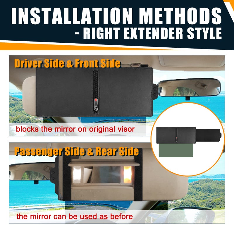 Veharvim Sun Visor Extender for Car (Polarized, Zipper Slider& Prevents Fingerprints, UV400, PC Lens), Visor Extender Attachment for Car Visor, Anti-Glare for Safe Driving (Passenger Side) - Image 5