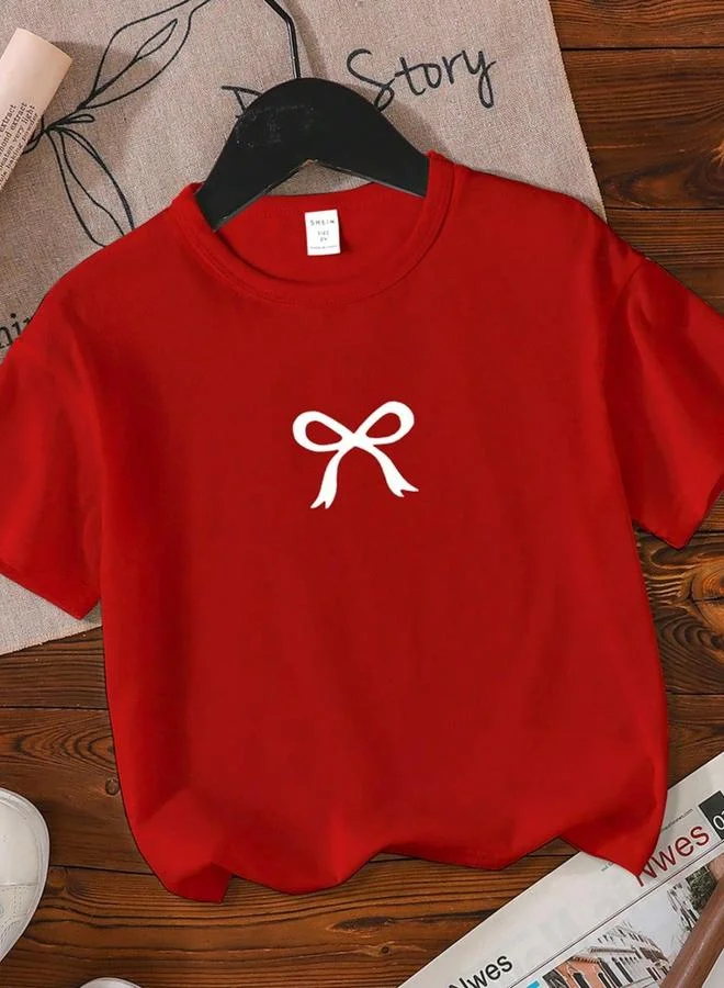 Take Two Take Two Girls Bow Print Short Sleeve T-Shirt