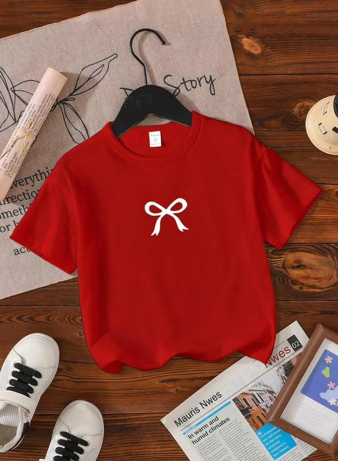 Take Two Take Two Girls Bow Print Short Sleeve T-Shirt