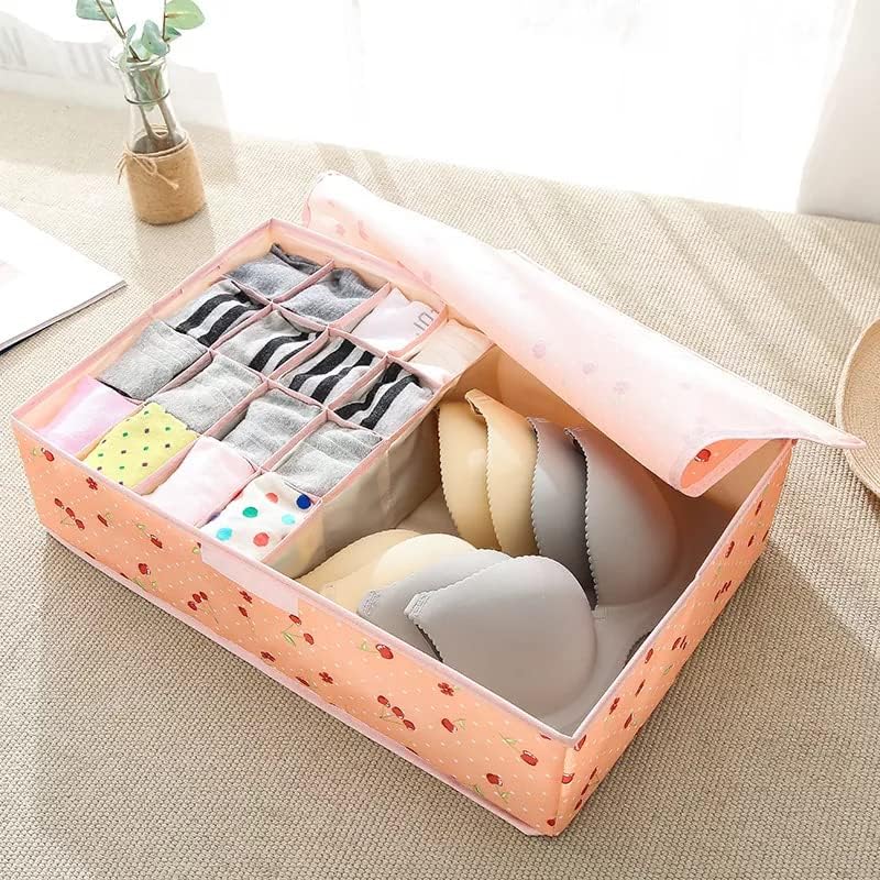EARTHCONE 17 Grid Storage Box Drawer Organizer Underwear Innerwear Socks Undergarments Storage Drawer Organiser Pink Cherry - Image 1