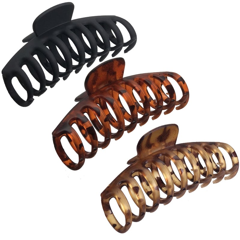 OWIIZI Big Hair Claw Clips for Women  Long Thick Hair 43 Nonslip Jumbo Clips With Strong Hold Large Clamps for Styling 3 Packs