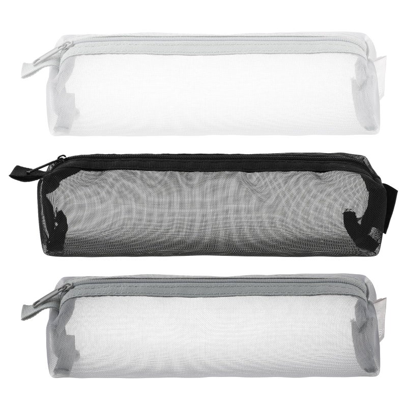 Styquenzer 3PCS Mesh Makeup Brush Bag, Portable Travel Cosmetic Bag Mesh Multifunctional Clear Bags with Zipper for Home Office Supplies Cosmetics Makeup Travel Accessories - Image 1