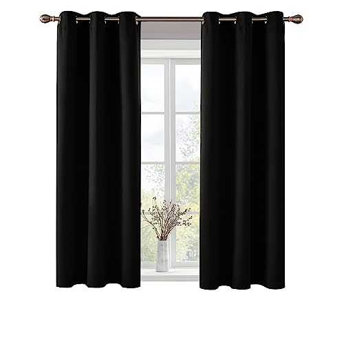 Deconovo Blackout Curtains for Bedroom – Set of 2 42W x 63L Inch Thermal Insulated & Noise Reducing Panels–Home Window Room Darkening Sustainable Grommet Drapes for Living Room and Nursery, Black - Image 1