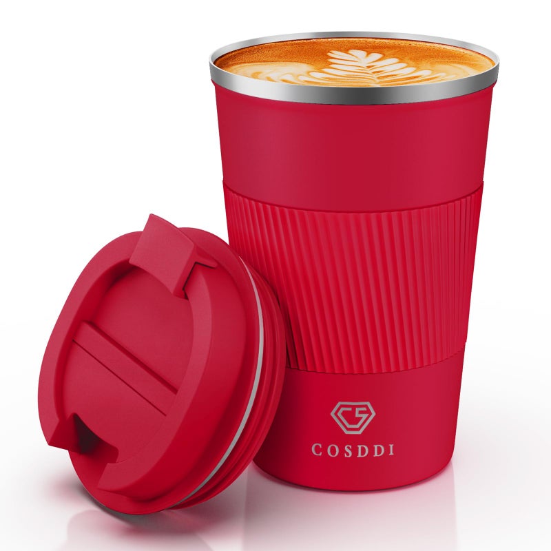 CS COSDDI 12 oz Stainless Steel Vacuum Insulated Tumbler - Coffee Travel Mug Spill Proof with Lid - coffee Cup for Keep Hot/Ice Coffee,Tea and Beer (Red) - Image 1