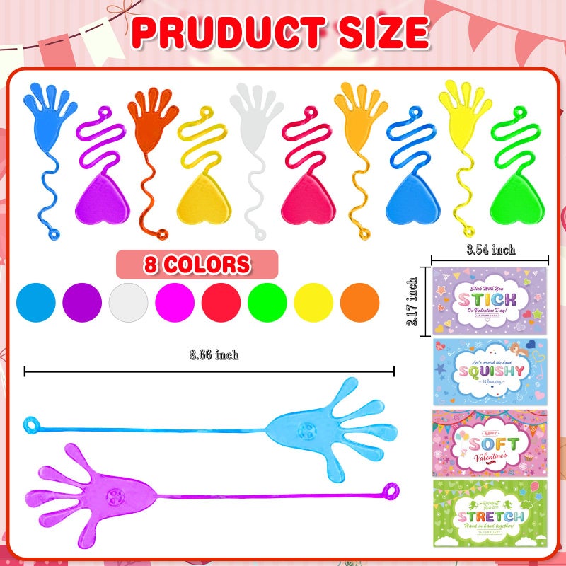 Garma 28 Pack Valentines Gifts Cards for Kids with Love-Heart Style Sticky Hands Toys Valentines Exchange Gifts Classroom Prizes Valentine Party Favors Greeting Cards Goodie Bag Stuffer Fillers - Image 3