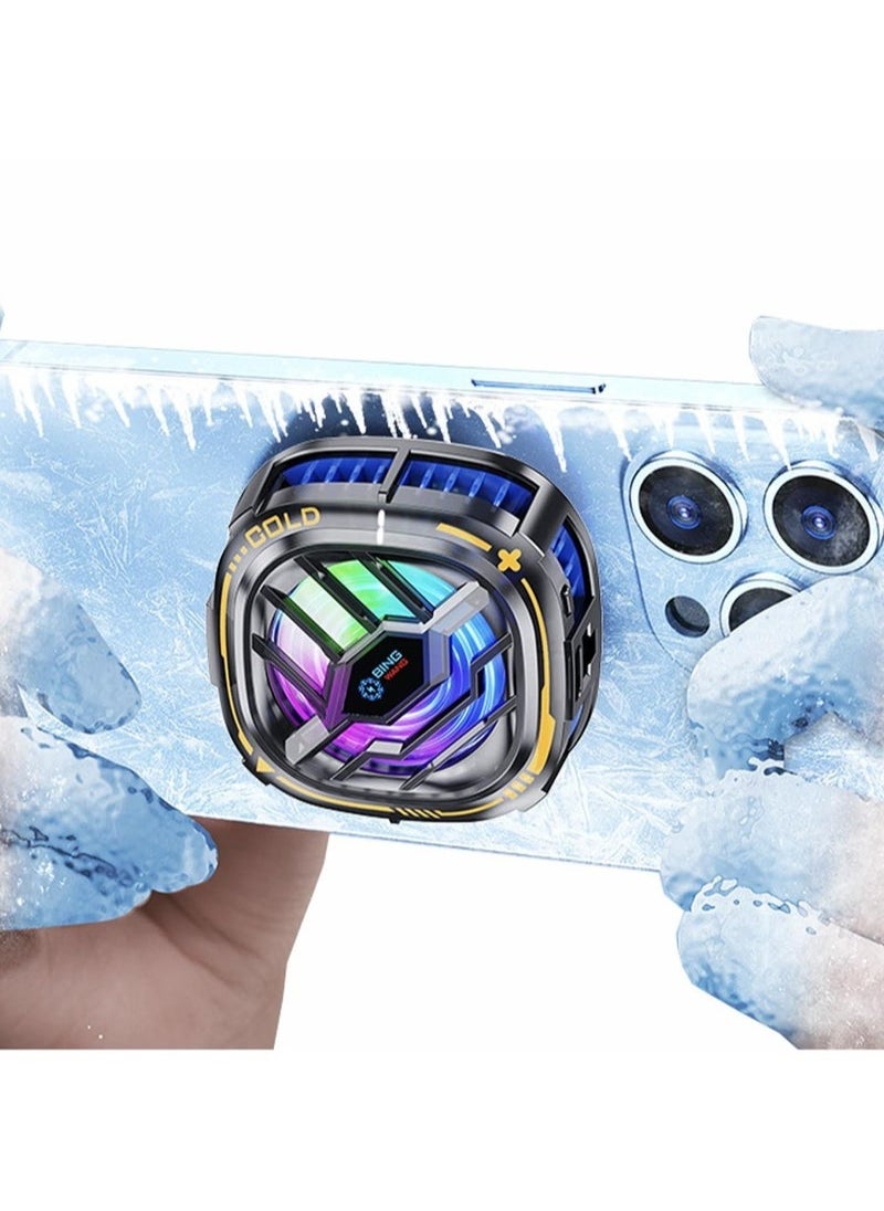 Generic Magnetic Cell Phone Cooler, RGB Phone Cooling Fan Portable Lightweight Mobile Phone Cooling Fan, Phone Radiator with Temperature Display for Mobile Gaming,Tiktok Live Streaming  - Image 1