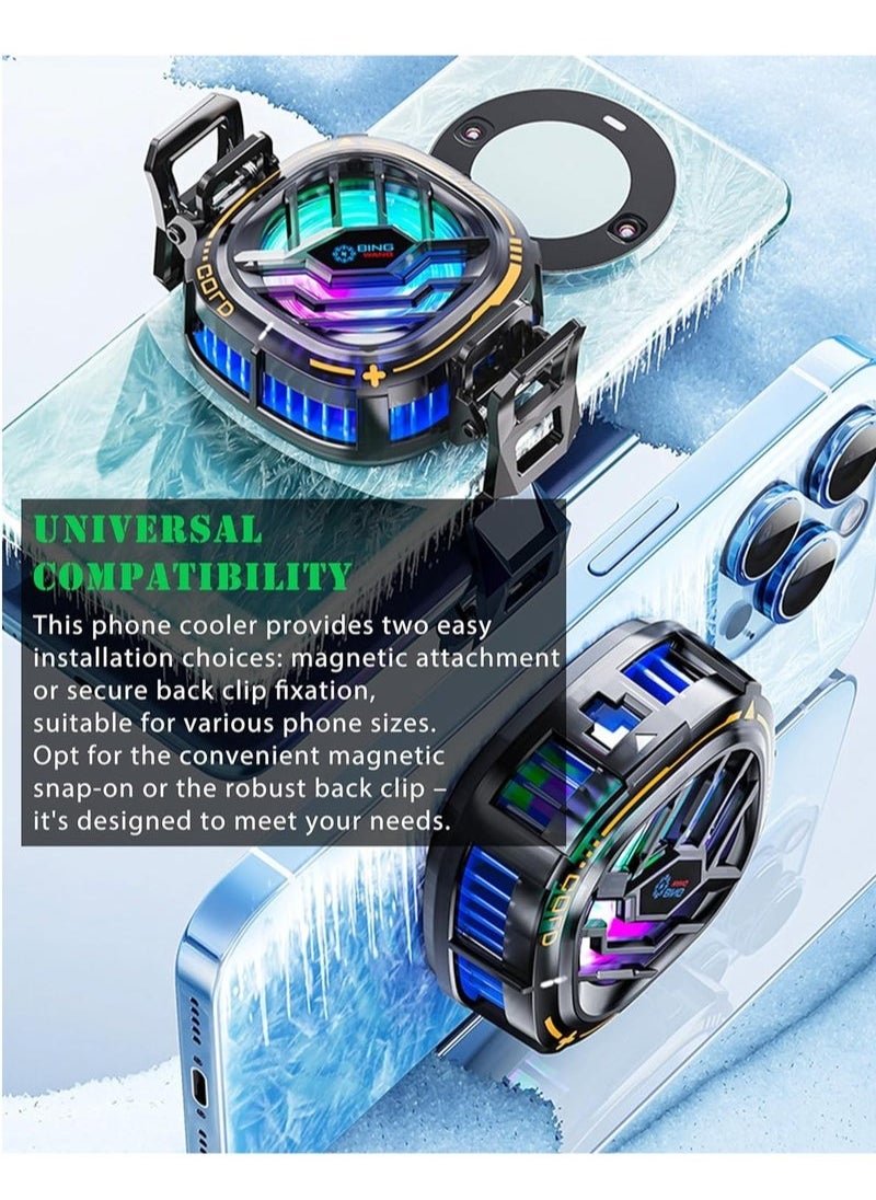 Generic Magnetic Cell Phone Cooler, RGB Phone Cooling Fan Portable Lightweight Mobile Phone Cooling Fan, Phone Radiator with Temperature Display for Mobile Gaming,Tiktok Live Streaming  - Image 2
