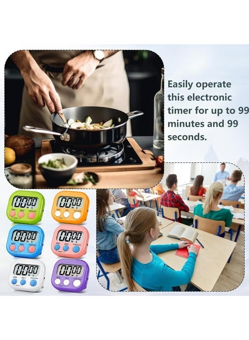 4 Pack Digital Kitchen Timer Magnetic Digital Timer with Big Display Loud Ring Cooking Timers for Kitchen Electronic Timer for Cooking, Game, Gym, Break Time, Classroom (Pink,Blue,Green,Purple, 4) - Image 3