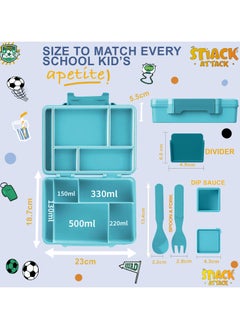 Snack attack Lunch Box for Kids School,Children Lunch Box with Compartments, Bento Box Children, Leak-proof Lunch Box for Girls and Boys, Snack Box, Perfect for School, Nursery & Trips  (Green Soccer)  - Image 2