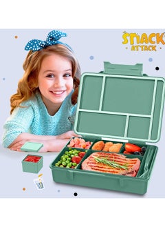 Snack attack Lunch Box for Kids School,Children Lunch Box with Compartments, Bento Box Children, Leak-proof Lunch Box for Girls and Boys, Snack Box, Perfect for School, Nursery & Trips  (Green Soccer)  - Image 5
