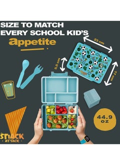 Snack attack Lunch Box for Kids School,Children Lunch Box with Compartments, Bento Box Children, Leak-proof Lunch Box for Girls and Boys, Snack Box, Perfect for School, Nursery & Trips  (Green Soccer)  - Image 3