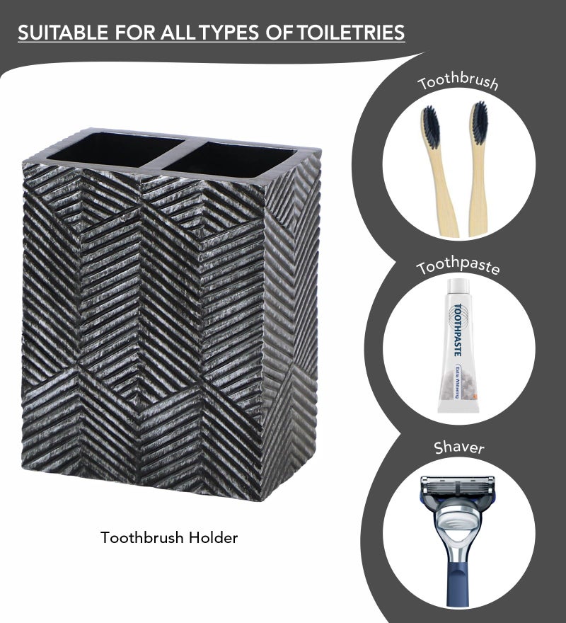 Obsessions Polyresin Textured 4 Pcs Bathset_Grey - Image 4