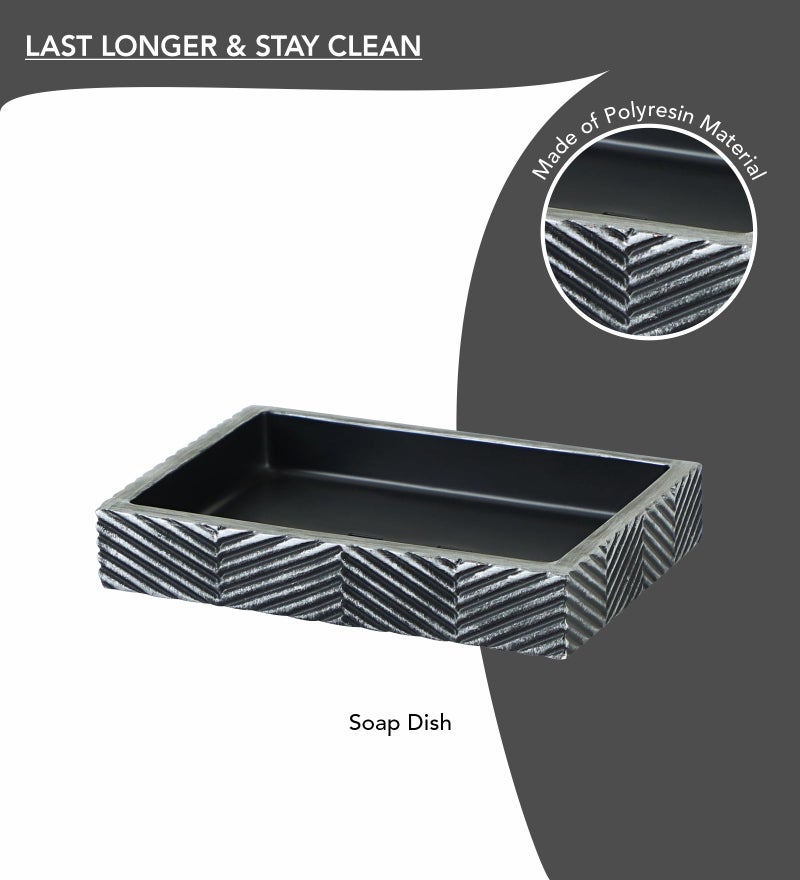 Obsessions Polyresin Textured 4 Pcs Bathset_Grey - Image 5