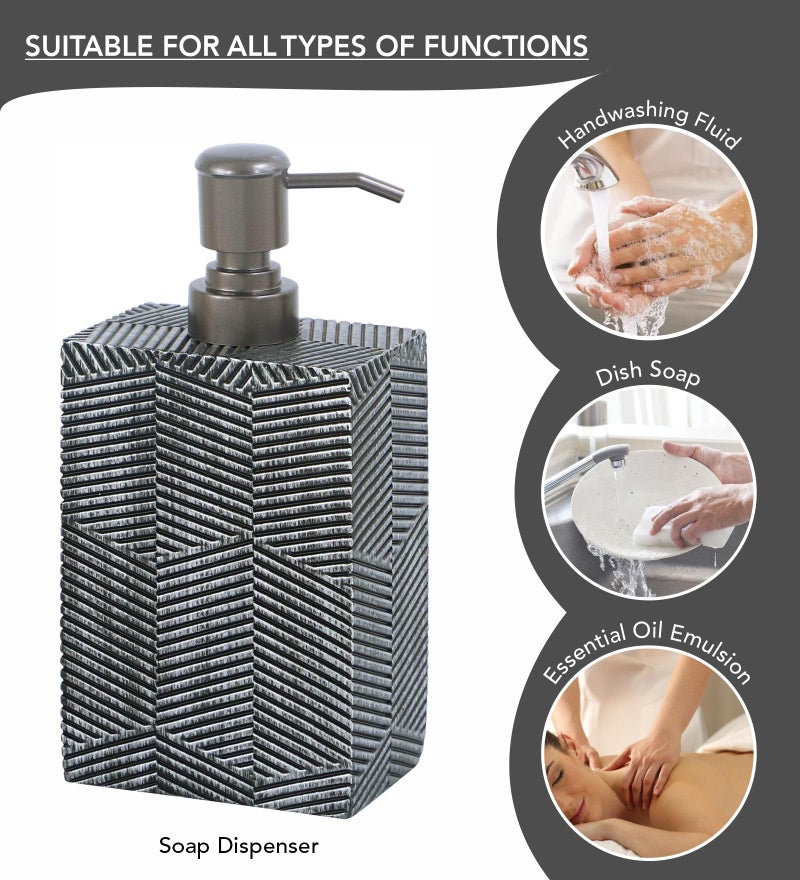 Obsessions Polyresin Textured 4 Pcs Bathset_Grey - Image 3