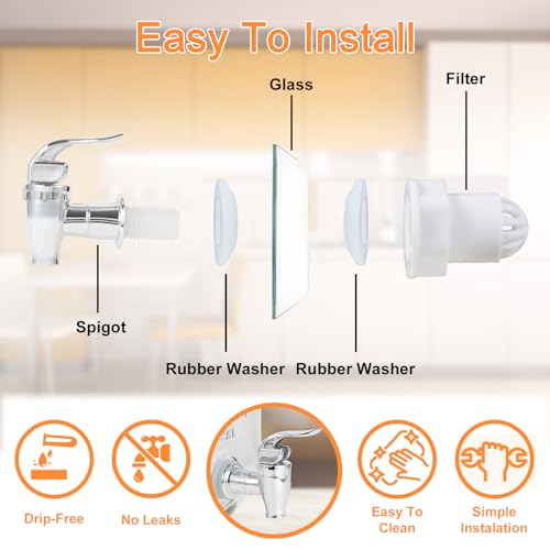 MR.KIANGCI 1 Gallon Glass Drink Dispensers For Parties-Set of 2,Drink Dispenser with Fruit Infuser & Stand,Juice or Beverage Dispenser for BBQ, Picnic, Party,Laundry Detergent Dispenser - Image 4