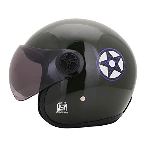 Sage Square Two Wheeler ISI Marked Guardian Cruiser Open face Helmet for Unisex Adult (Medium - M, Green Gloosy) - Image 2