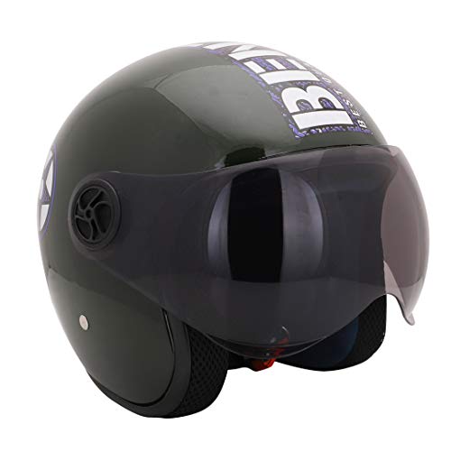 Sage Square Two Wheeler ISI Marked Guardian Cruiser Open face Helmet for Unisex Adult (Medium - M, Green Gloosy) - Image 1
