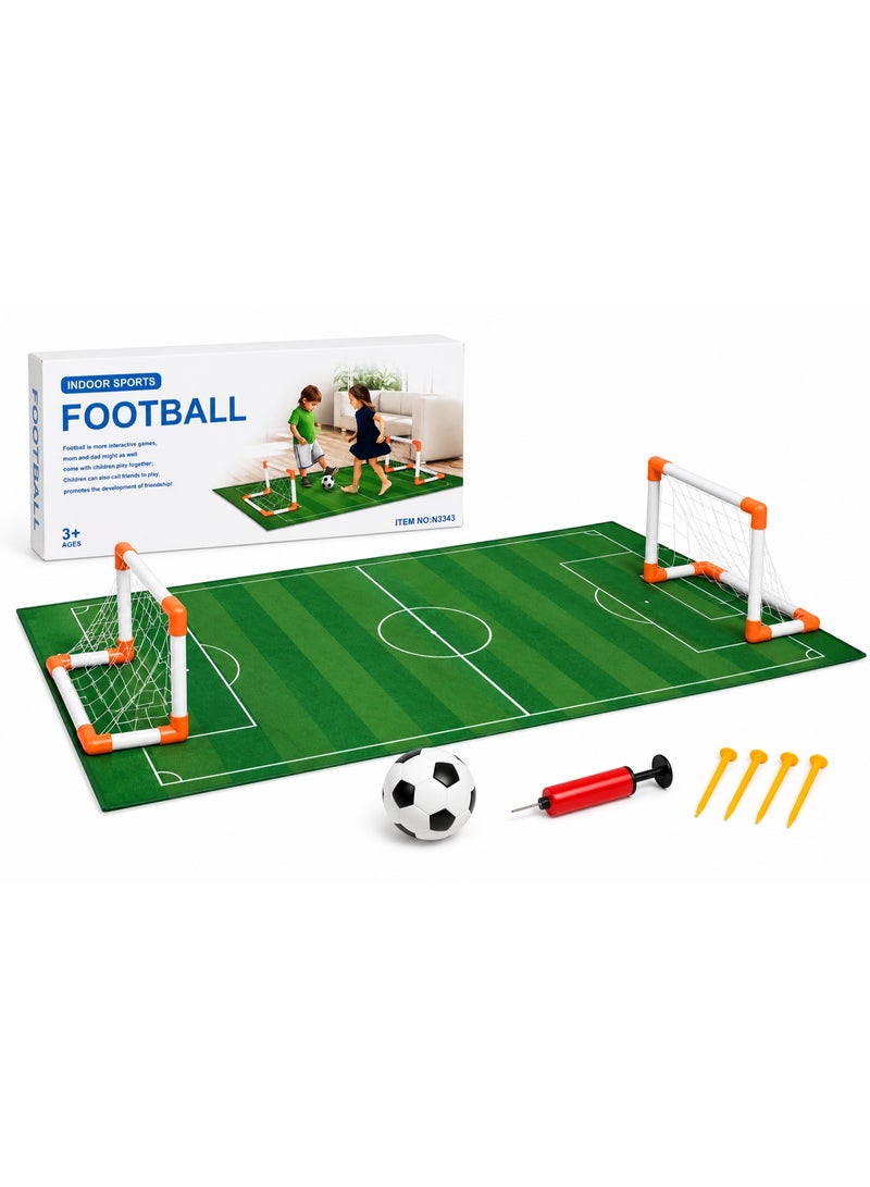 GOLD MANTIS Kids Indoor Football Play Set for Ages 3+ – Soccer Field Mat with 2 Goals, Football & Pump, Active Sports Game for Boys & Girls - Image 1