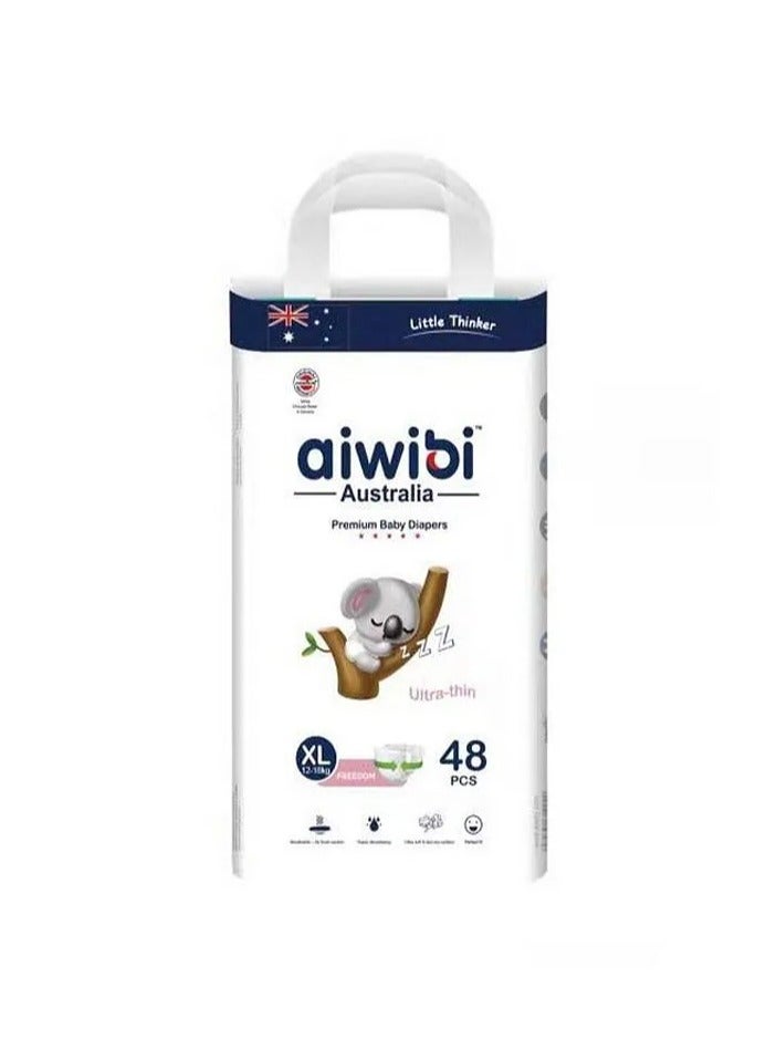 Aiwibi Size 5 Premium Baby Tape Style Diapers, Ultra-Thin and Soft, Super Absorbent, 12-18 kg - 48 Pieces