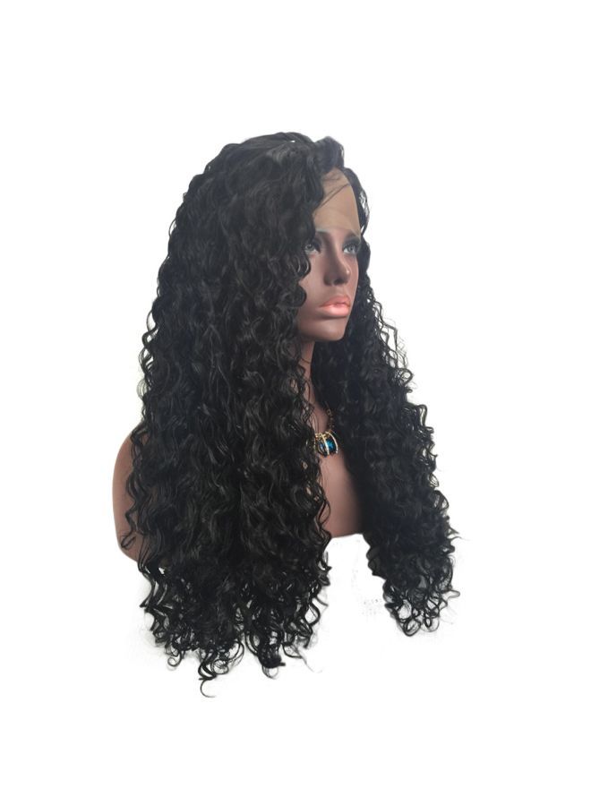 Loquat Synthetic Curly Front Lace Hair Wigs Black 20x18x3cm - Image 4