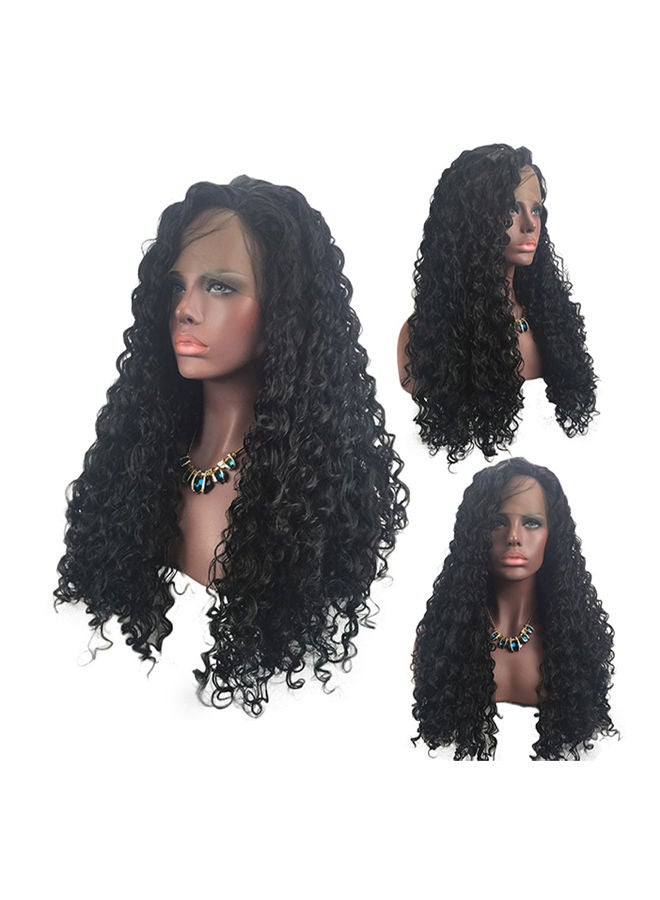 Loquat Synthetic Curly Front Lace Hair Wigs Black 20x18x3cm - Image 1