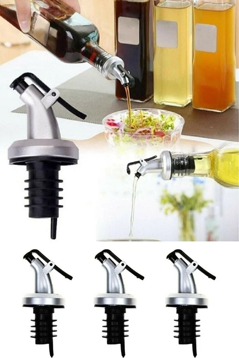 Neler Geldi Neler 3-Piece Oil Stopper with Lid Oil Pot Bottle Tip Oil Jar Vinegar Bowl Sauce Bottle Bottle Head No Drips