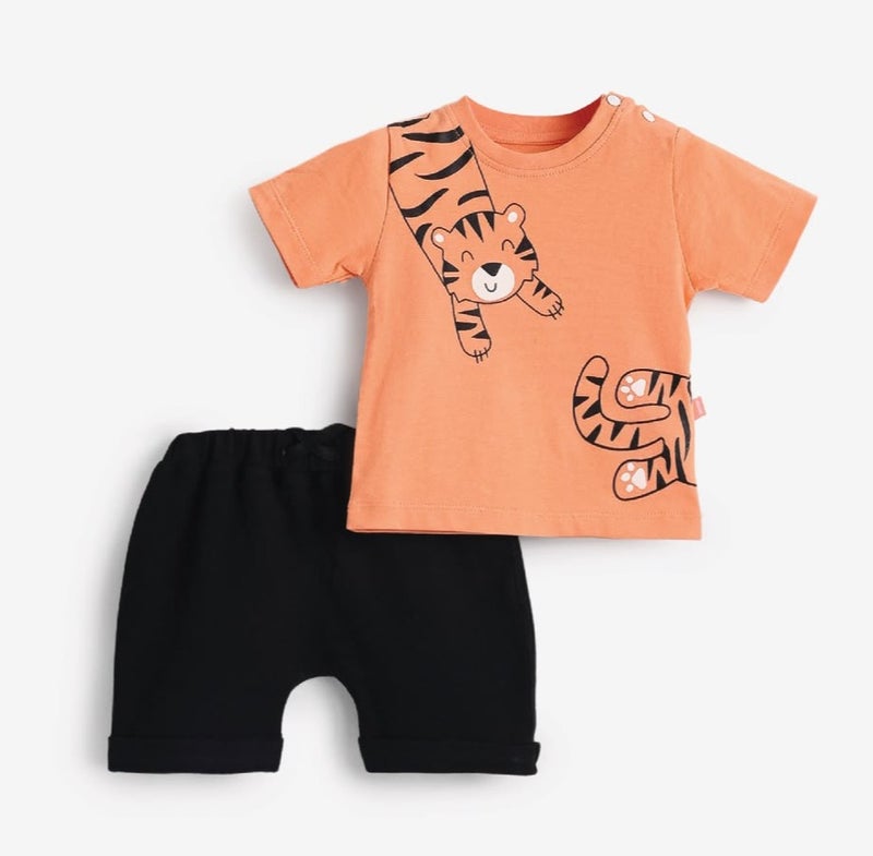 Junior Baby Boys Tiger Print T-Shirt and Shorts Set, code 1221