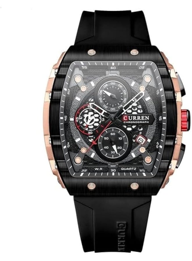 CURREN Men's waterproof chronograph watch with silicone strap - Image 1