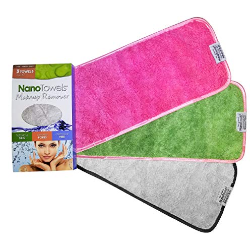 Life Miracle Nano Towel Makeup Remover Face Wash Cloth Multi Color 3PACK Remove Cosmetics FAST and Chemical Free Wipes Away Facial Dirt and Oil Like An Eraser Great for Sensitive Skin Acne Grey Pink Green - Image 2