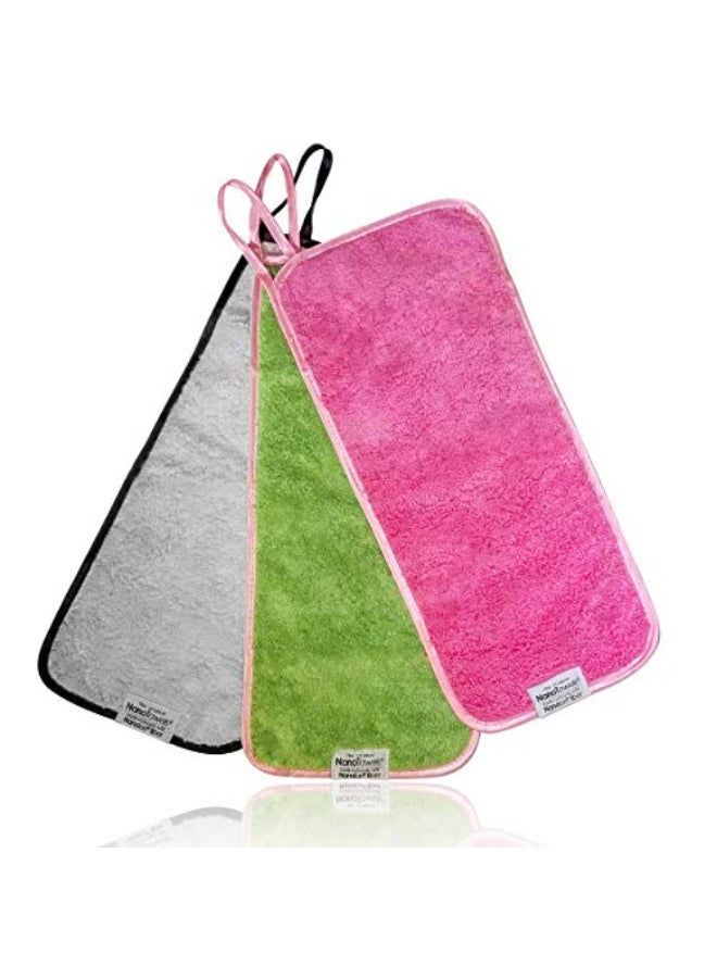 Life Miracle Nano Towel Makeup Remover Face Wash Cloth Multi Color 3PACK Remove Cosmetics FAST and Chemical Free Wipes Away Facial Dirt and Oil Like An Eraser Great for Sensitive Skin Acne Grey Pink Green - Image 4