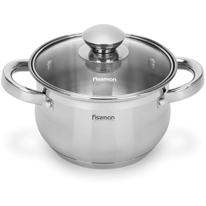 Fissman Stockpot With Glass Lid 20X125Cm  39L With Measuring Mark Stainless Steel Stockpot Felina Series  StayCool Handle  Induction Ready  Dishwasher Safe  Compatible With All Stovetops - Image 2