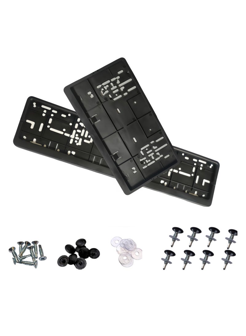 إيتافا إطار لوحة أرقام السيارة الطويل والقصير مع 8 براغي تثبيت | طقم حامل لوحات رقم قطعتين (53×13 سم و32.09×17.05 سم) | غطاء لوحات ممتاز لإمارة أبوظبي - Image 2