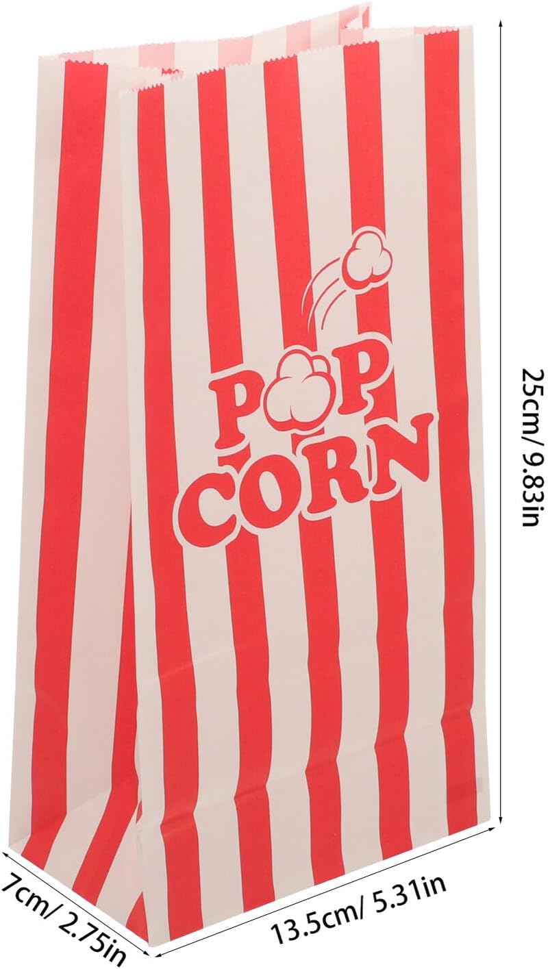 50pcs Popcorn Bags Paper Treats Bags Oil-resistant Square Bottom for Party and Movie Night - Image 2