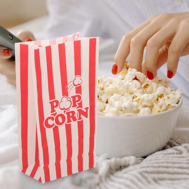 50pcs Popcorn Bags Paper Treats Bags Oil-resistant Square Bottom for Party and Movie Night - Image 5