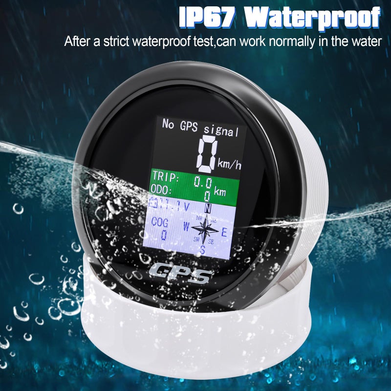 MAIMEIMI GPS Speedometer 3-3/8" 85mm Boat GPS Speedometer Odometer Waterproof White Antenna TFT Screen Digital MPH Knots Km/h for Boat Marine 9-33V Car - Image 5