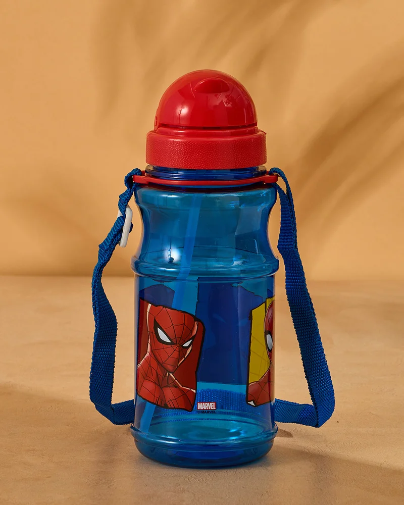 REDTAG Red and Blue And Spider-Man Transparent Water Bottle