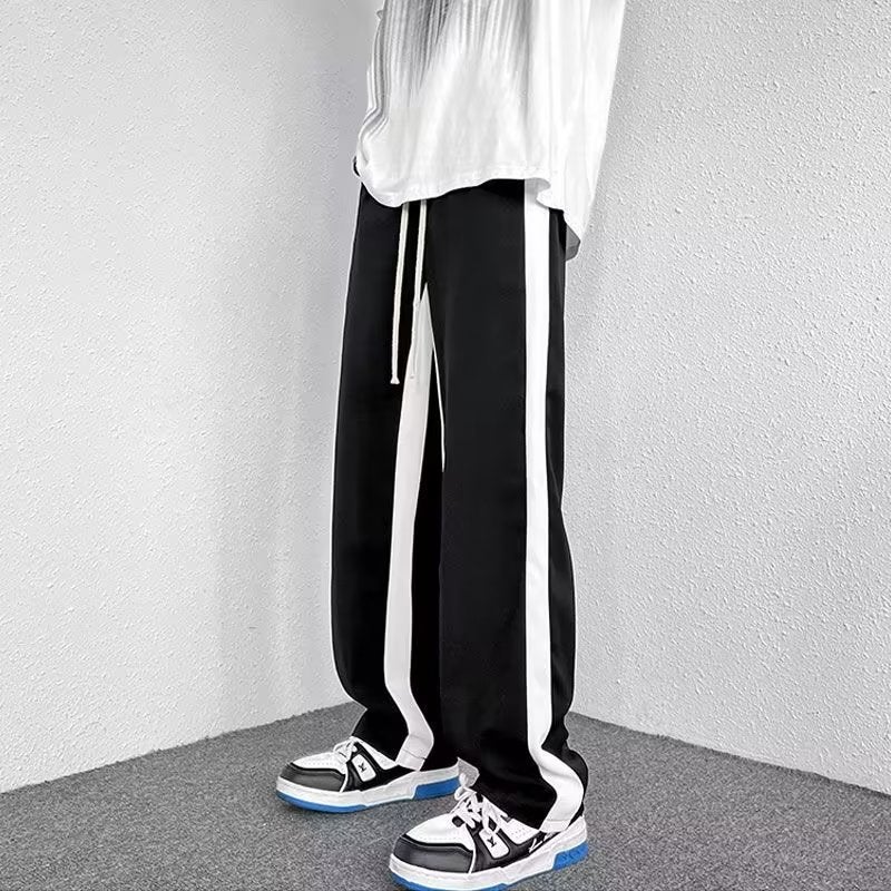 Mens Loose Fit Joggers Casual Straight-Leg Sweatpants Black 