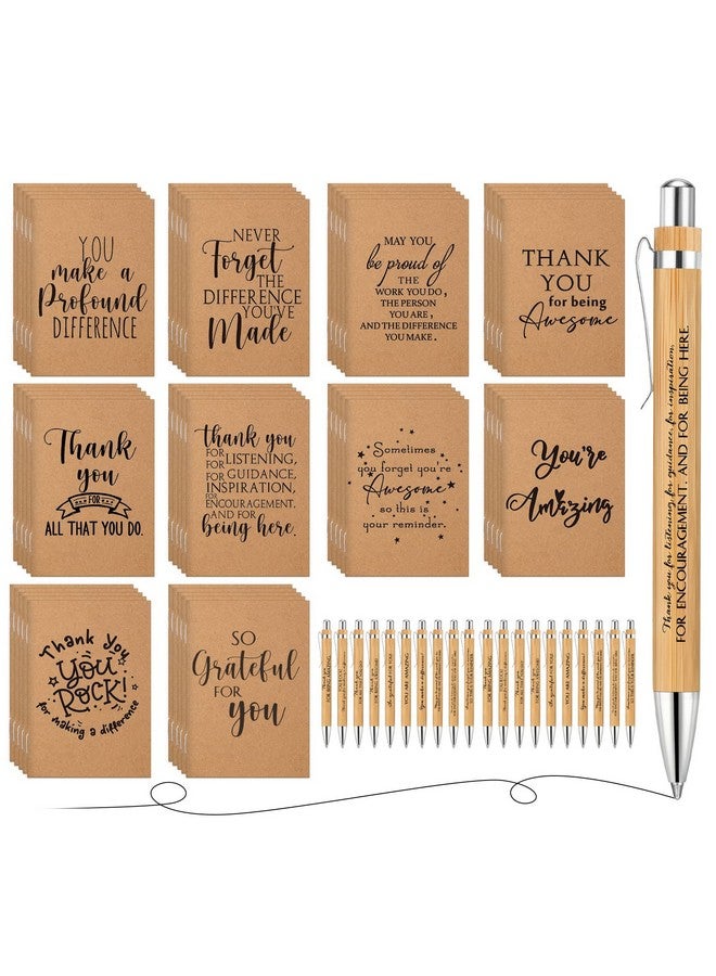 Tinlade Tinlade 60 Pcs Employee Appreciation Gifts Bulk Mini Inspirational Notebooks and Motivational Pens Christmas Thank You Gifts for Student Teacher Nurse Volunteer Coworker School Office Supplies  - Image 1