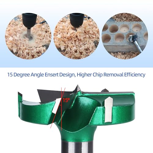 HUHAO Forstner Drill Bits 55mm (2-1/16 inch) Carbide Upgraded Version 3-Cutter Higher Hardness Wood Hole Saw Auger Opener Woodworking Drilling Tool Wood Cutter - Image 5